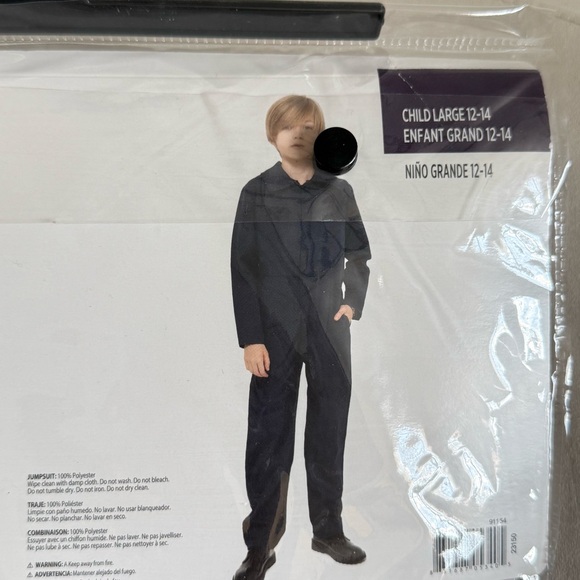 Navy Blue Killer Costume Coveralls for Kids, Size 12-14 / Large - Picture 4 of 5